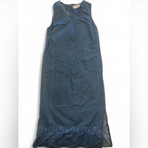 Sleeveless Faux Denim Maxi Dress